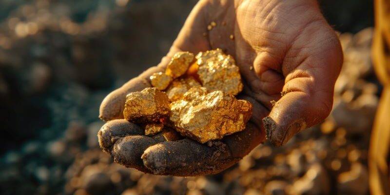 Raw gold ore rocks from a Ghana mining concession